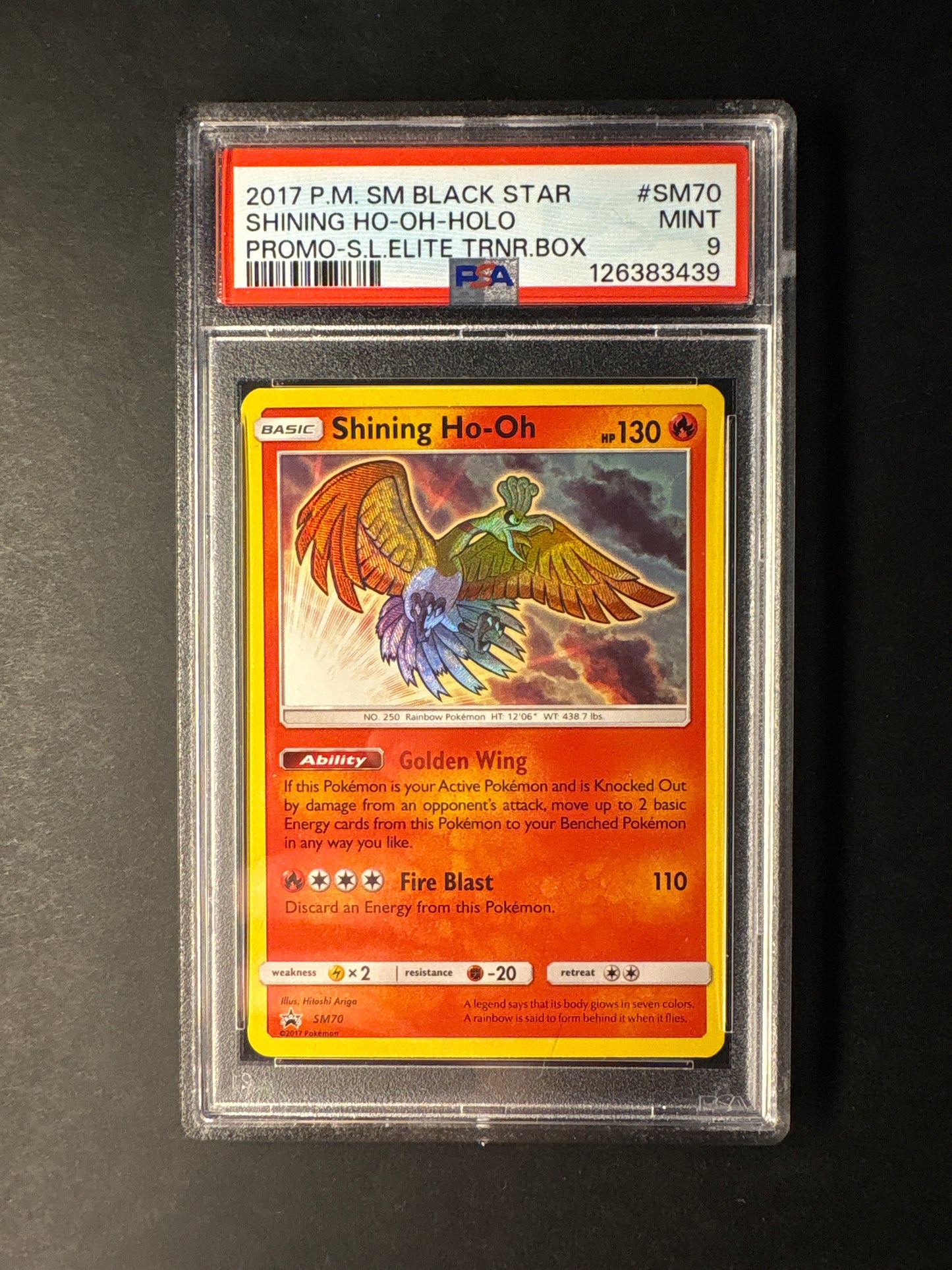 Pokémon Promo SM70 shining Ho-Oh PSA 9