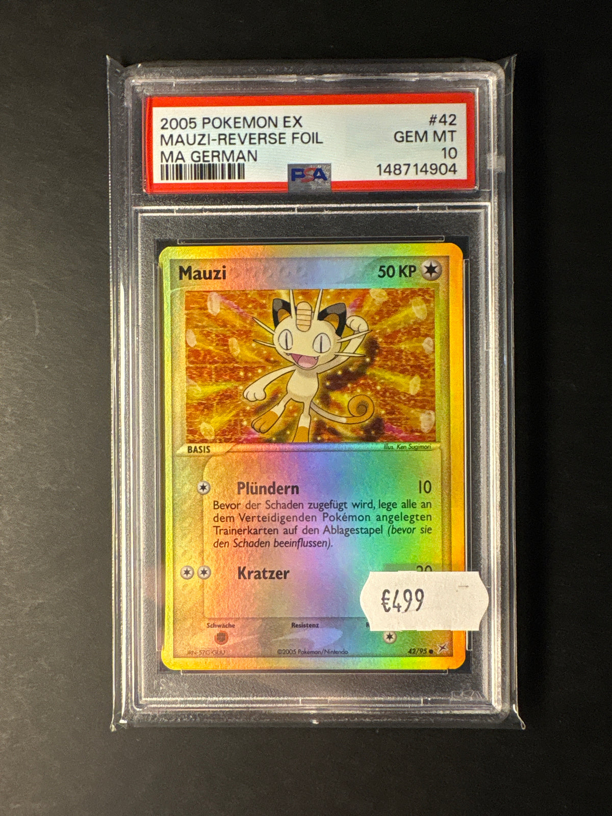 Pokémon MA Ex Mauzi Reverse Holo 42/95 psa 10 Pop 1