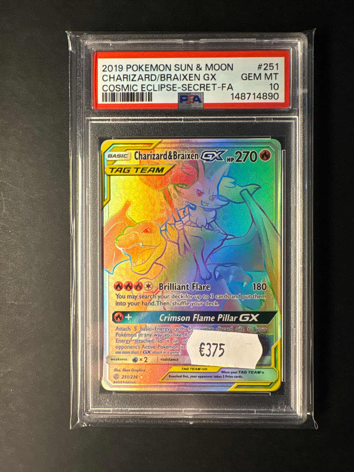 Pokémon Charizard & Braixen GX 251/236 psa 10