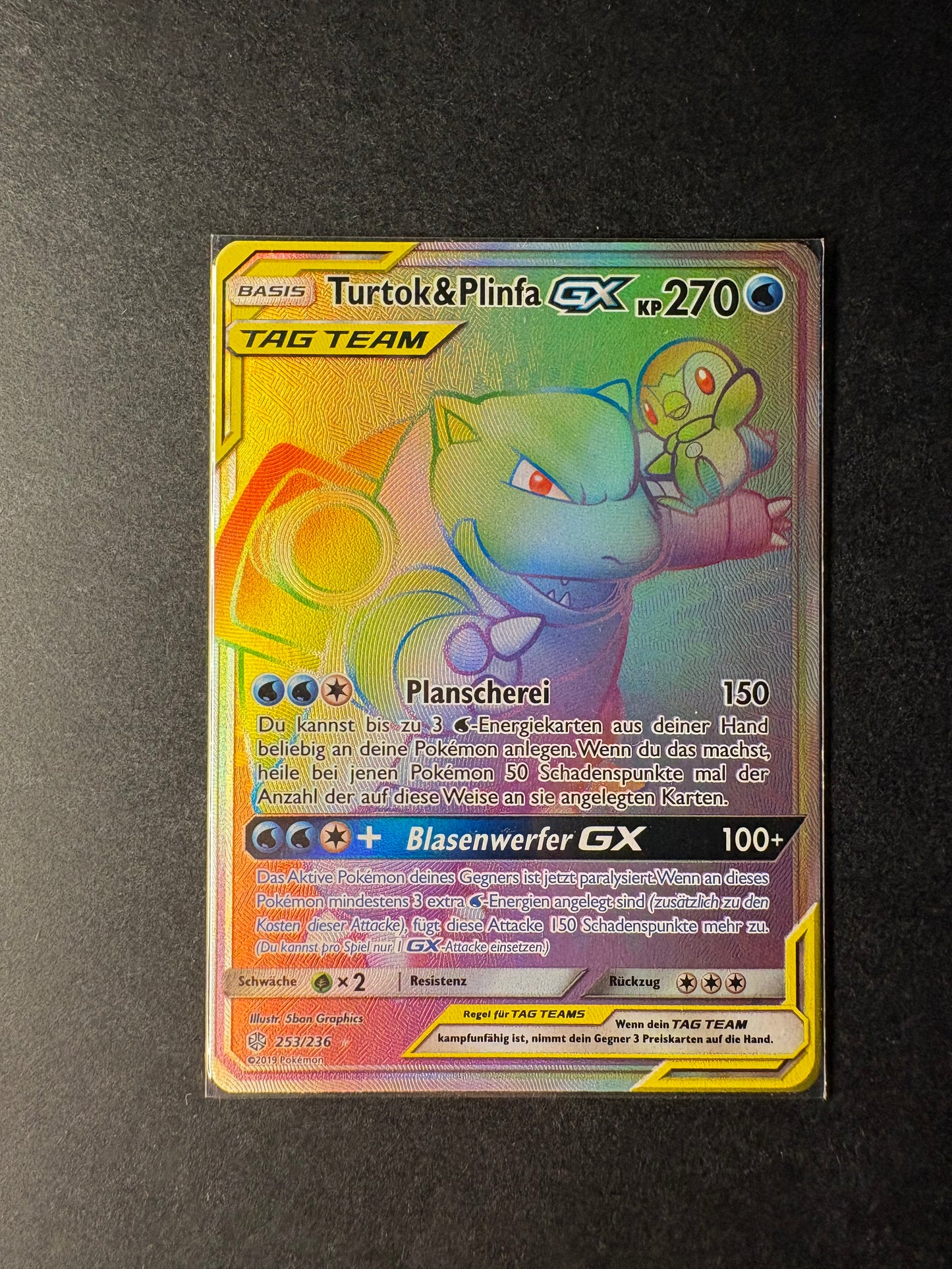 Pokémon 253/236 Turtok & Plinfa GX Rainbow NM- Welten im Wandel