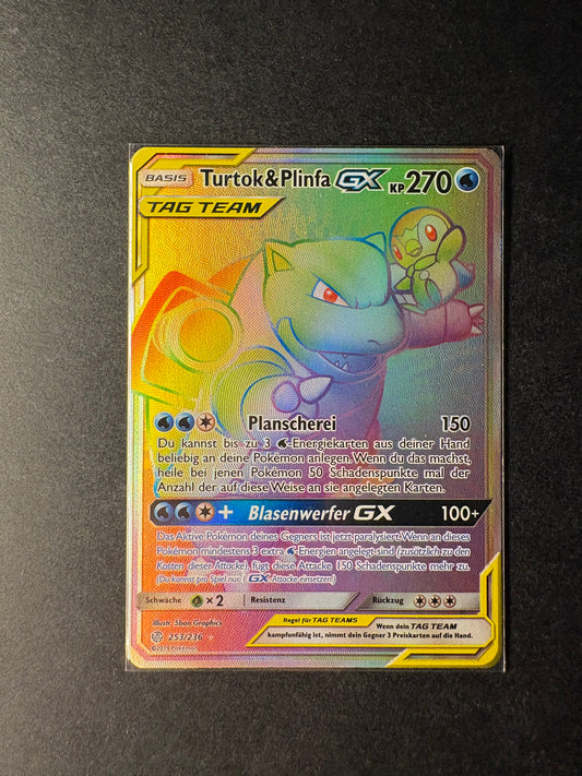 Pokémon 253/236 Turtok & Plinfa GX Rainbow NM- Welten im Wandel