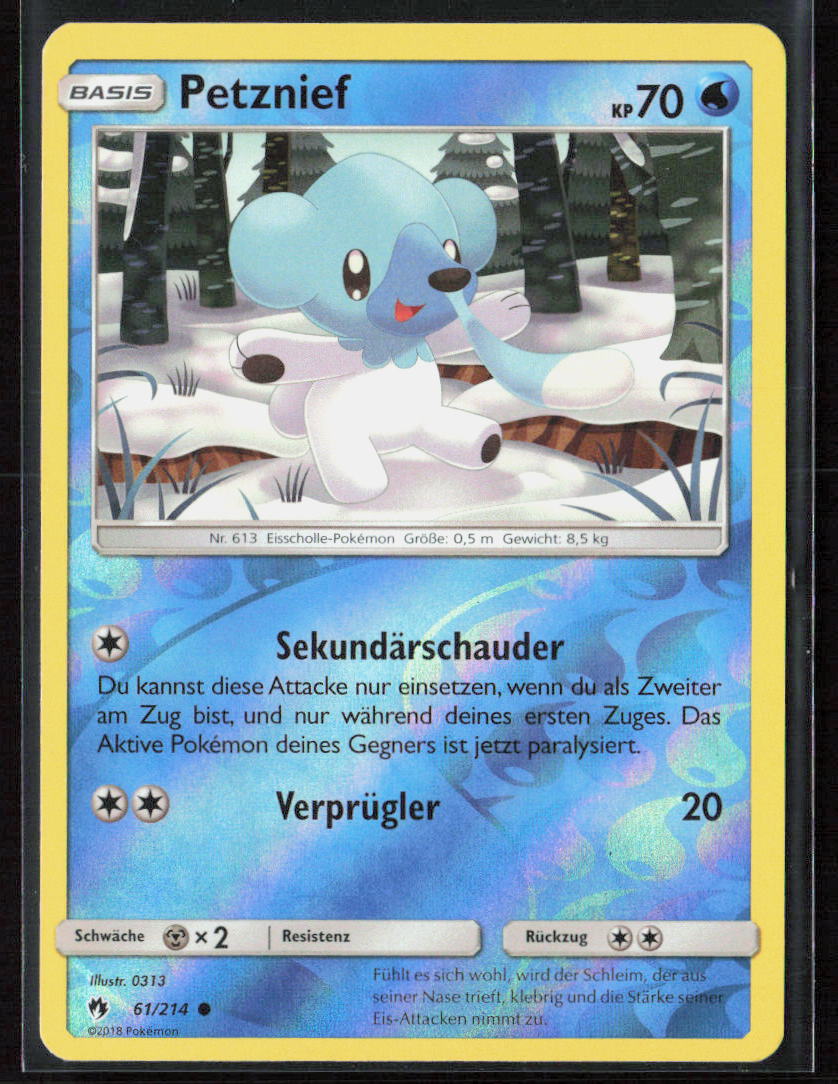 Pokemon TCG Petznief 61 Wasser 2018 Reverse Holo Echo des Donners NM