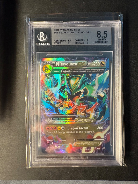 Pokemon M-Rayquaza EX 61/108 Drache 2015 Holo Drachenleuchten NM EN PSA/BGS 8.5