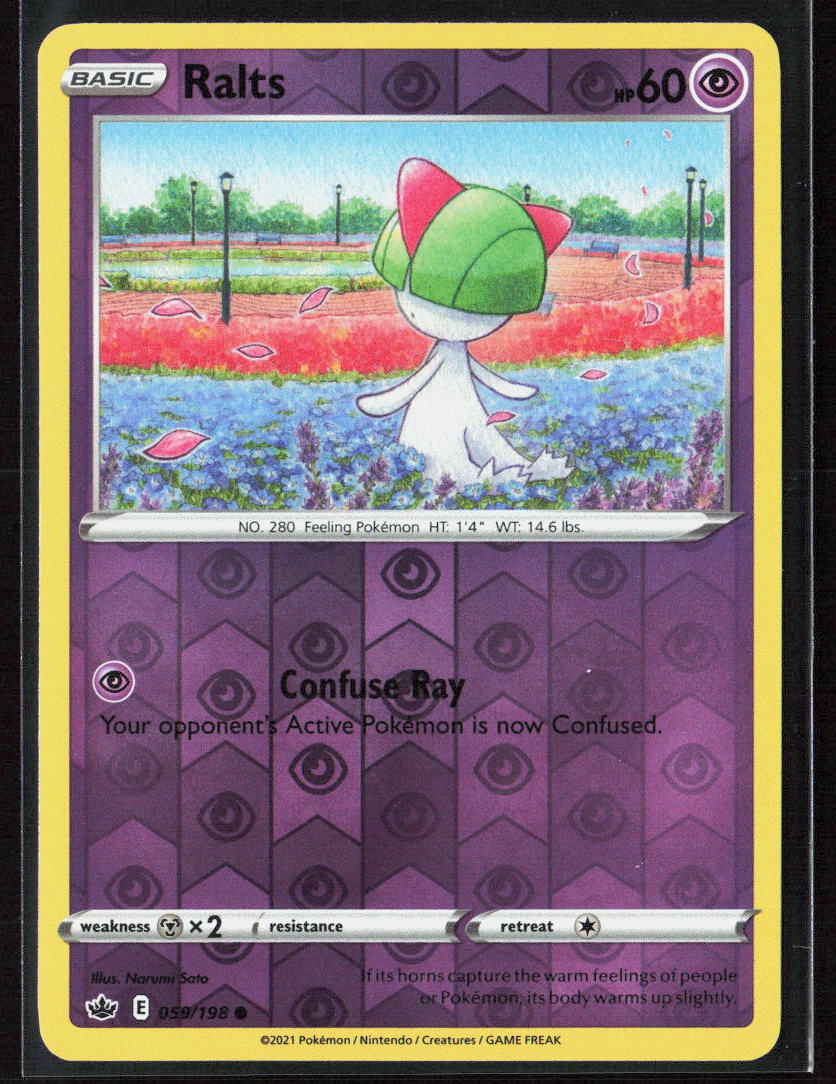 Pokemon TCG Ralts 059/198 Psychic 2021 Reverse Holo SWSH06: Chilling Reign NM