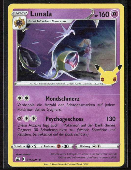 Pokemon Lunala 15 Psycho 2021 Holo Celebrations NM