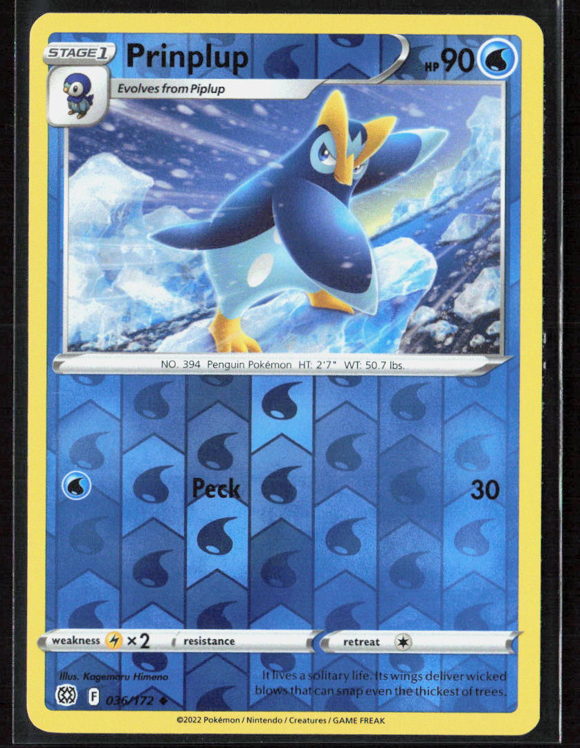 Pokemon TCG Prinplup 036/172 Water 2022 Reverse Holo SWSH09: Brilliant Stars NM