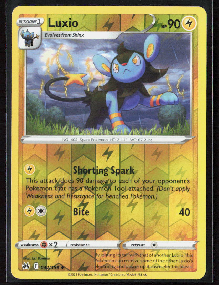 Pokemon TCG Luxio (42) 042/159 Lightning 2023 Reverse Holo SWSH: Crown Zenith NM