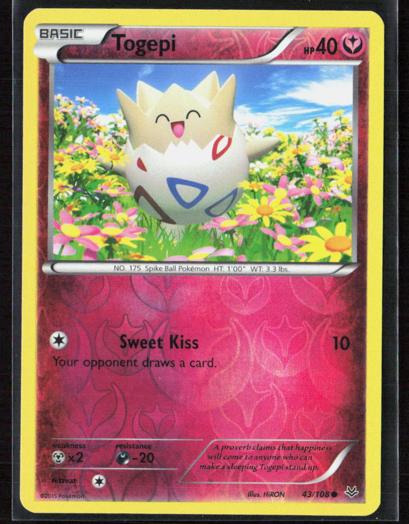 Pokemon TCG Togepi 43/108 Fairy 2015 Reverse Holo XY - Roaring Skies NM