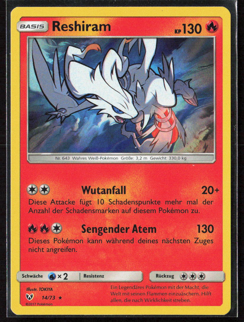 Pokemon TCG Reshiram 14/73 Feuer 2017 Holo Schimmernde Legenden NM