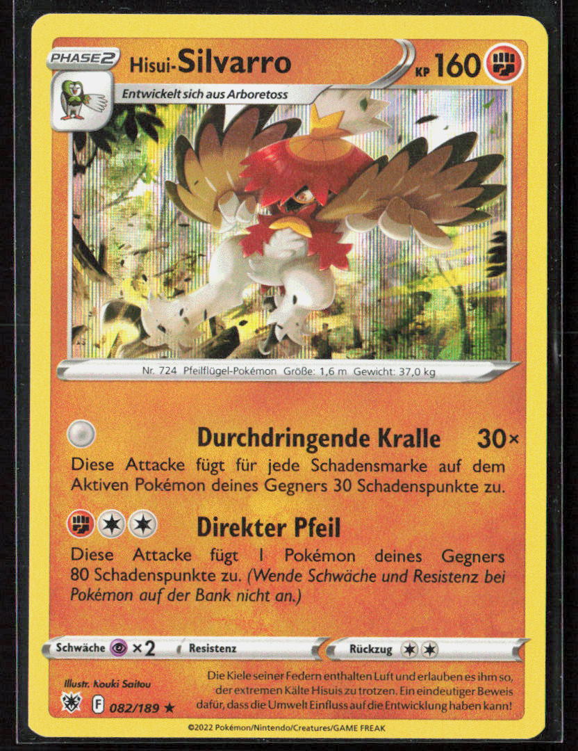 Pokemon Hisui-Silvarro 082/189 Kampf 2022 Holo Astralglanz NM
