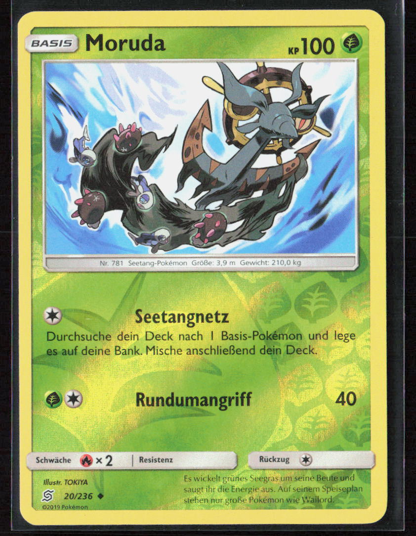 Pokemon TCG Moruda 20/236 Pflanze 2019 Reverse Holo Bund der Gleichgesinnten NM