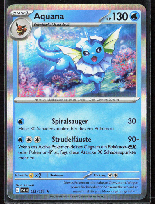 Pokemon TCG Aquana 022/131 Wasser 2025 Holo Prismatische Entwicklungen NM